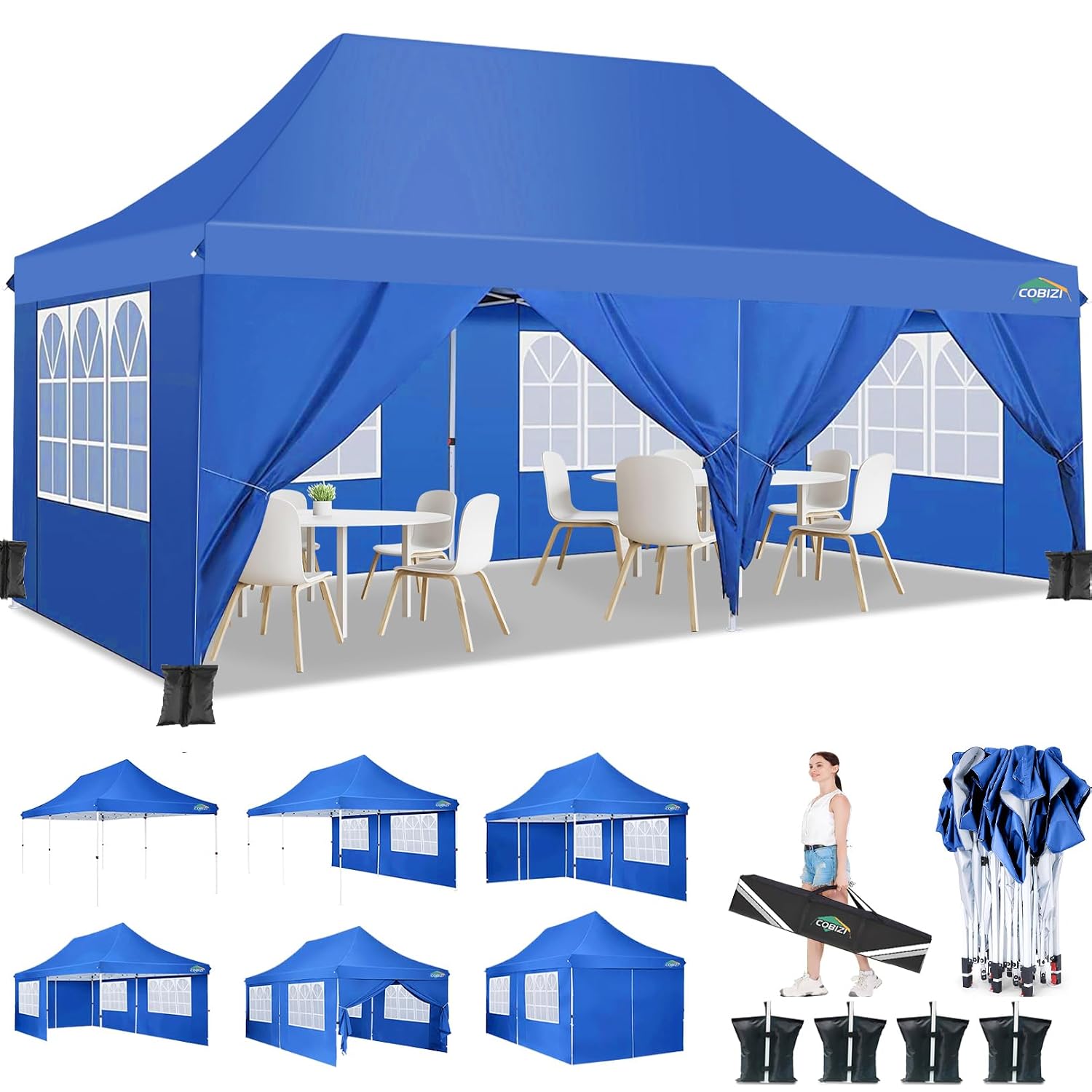 Gazebo Pop Up - Tenda a Baldacchino Pop-up 10x20 Portatile,