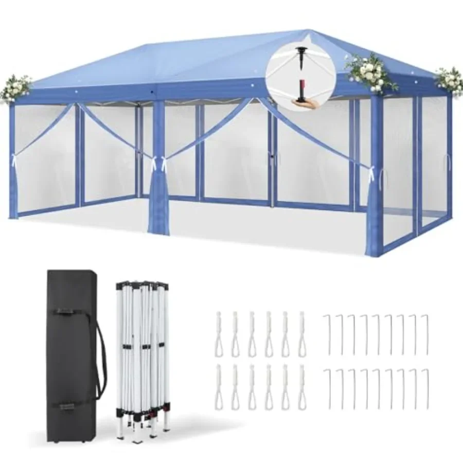 Gazebo Pop Up - Tenda Pop-Up 10x20 con Pareti Laterali,