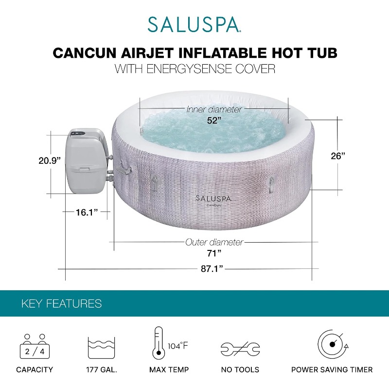Bestway SaluSpa Cancun, Vasca  - Inflatable Hot Tub recensione e prezzo